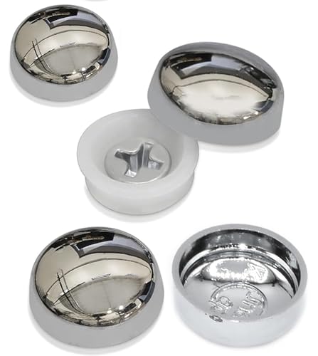 Lot de 10 Cache-Vis Chromés pour Rétroviseur - Capuchons de Fixation pour Calibre 6 à 8 g - Capuchons Décoratifs à Clipser