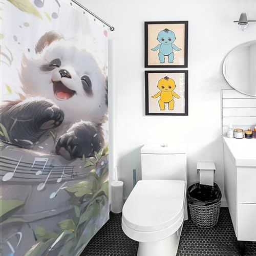 Rideau de bain lavable Panda en tissu polyester de qualité supérieure - 3