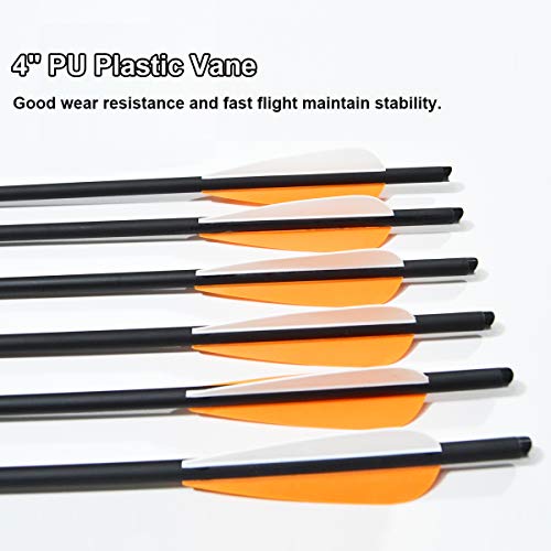 VNAKER 20 Inch Carbon Crossbow Bolts 12 Pack and Hunting Broadheads 6 Pack, Carbon Crossbow Arrows for Hunting and Outdoor Practice(Orange) - Thumbnail 7