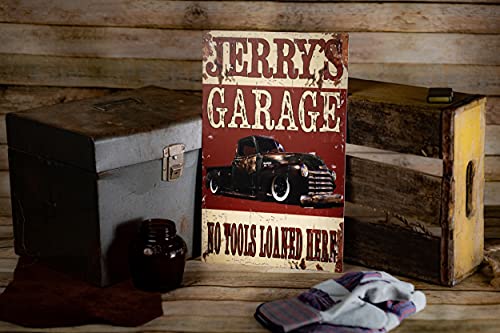Tin Sign Shop | Vintage Tin No Tools Loaned Here Garage Sign | Personalized For Your Specific Needs | Rectangle 10X16 Inches #TOP4