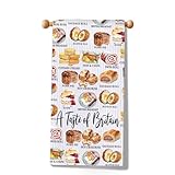 WSNANG Taste of Britain Towel Scone Kitchen Towel Scotch Egg Kitchen Towel British Food Dish Towel (Taste Towel)