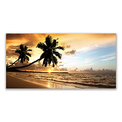 Tableau sur verre plage et palmiers pour une déco de salon épurée - 2