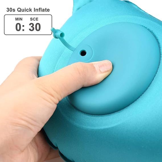 ERITIN Travel Neck Pillow with Manual & Automatic Inflation – U-Shaped, Cervical & Waist Support for Travel, Office, Camping, and Flying, Breathable Comfort, Multi-Color v 3