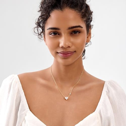 E Love Heart Necklace 14k Gold Plated Cubic Zirconia Pendant Necklace, Birthday Anniversary Jewelry Gifts for Women Wife Mom Girfriend4