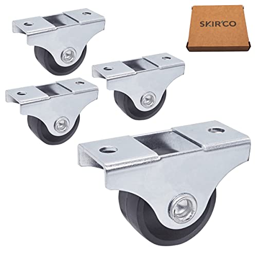 SKIR'CO Paquete de 4 ruedas pequeñas de 25 mm para muebles, ruedas de plástico negro, no giratorias, ruedas fijas, dirección unidireccional (4)