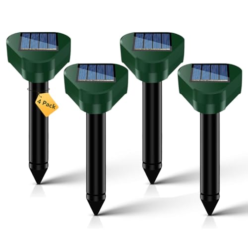 Ahuyentador de Topos 4 Piezas, IP65 Impermeable, Campañoles, Ratones, Hormigas y Serpientes, Apto para Jardines, Campos, Cultivos, Campos de Golf