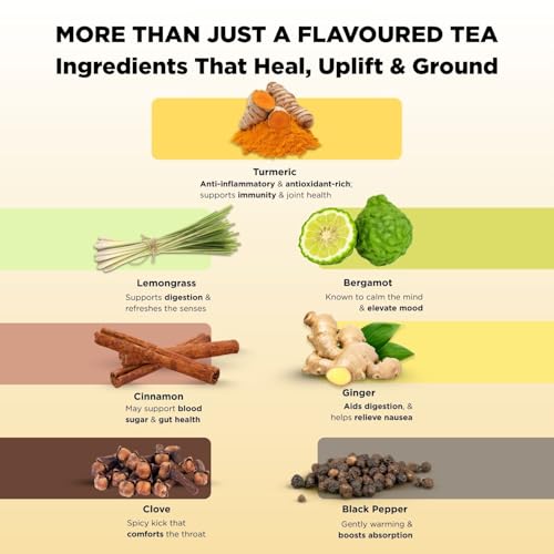 Image of CHAYAM Spiced Turmeric Herbal Infusion | 50g Loose Herbal Tisane with Turmeric, Clove, Ginger, Lemongrass, Black Pepper & Bergamot Flavour | Detox & Immunity Boost | Premium Reusable Tin | 100% Ayurvedic Blend