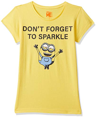 Image of Kidsville Minions Printed Regular Fit Yellow Cotton Girl's T-Shirt
