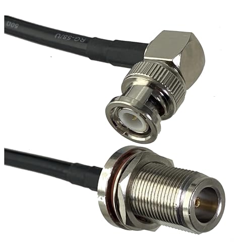 Câble BNC mâle coudé vers N femelle traversant RG58 pour signal RF sans perte