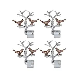 ZAPEX Bird Stainless Steel Aluminium Curtain Bracket Rod Pocket Finials Designer Door and Window Rod Support Fittings, Curtain Rod Holder(Silver, Pack 4)