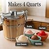 Electric Ice Cream Maker Machine - 4 Quart Old Fashioned Icecream Maker with Hand Crank and Electric Paddle - Pine Wood Bucket Ice Cream Machine for Frozen Yogurt, Gelato, Sorbet by Classic Cuisine