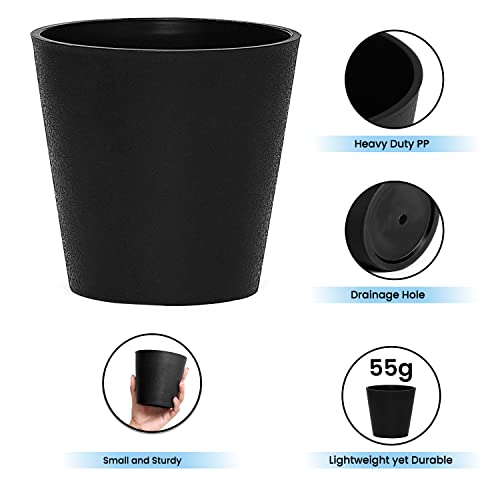ABOUT SPACE Planter Pot - 4 Inch Plastic Flower Pots with Drain Hole for Succulents,Foliage Plants & Saplings - Nursery Pots for Indoor,Outdoor,Balcony,Garden,Home Decor (6 Pcs) Black - Only Pots