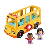 Fisher-Price Little People Spielzeug-Schulbus zum Schieben für Kleinkinder, mit Musik und 2 Figuren für Kinder ab 1 Jahr, mehrsprachige Version, HYT03