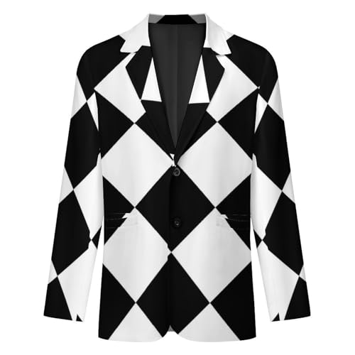 Black And White Argyle Men's Suits Dress Business Formal Suit Print Jackets Coat For Wedding Party4