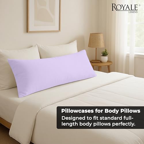 Image of Royale Linens Body Pillow Cover - Double Brushed 1800 Microfiber - 20 inchx54 inch with Hidden Zipper Closure - Wrinkle & Fade Resistant - Super Soft Body Pillowcase 2 Pack (Lavender, Pack of 2)