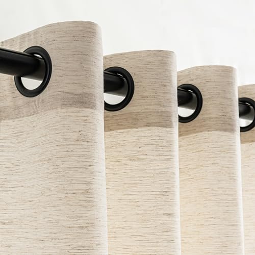 VOILYBIRD Natural Linen Curtains 84 Inch Length 2 Panels for