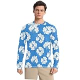 Camisa de protección solar con estampado floral blanco, protección solar SPF para pesca, manga larga, para hombre, camiseta de playa, Blanco (white floral pattern), Small
