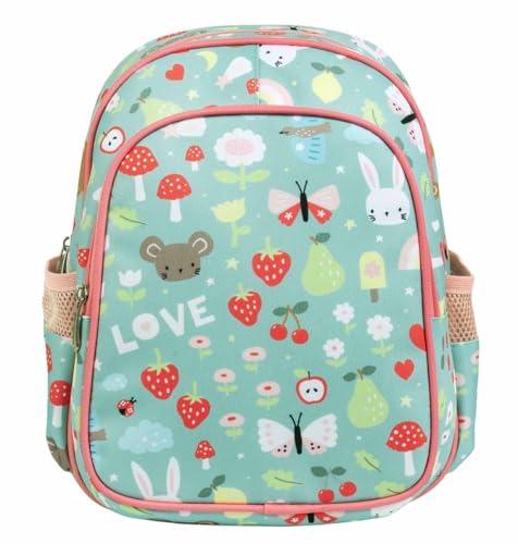 A LITTLE LOVELY COMPANY Mochila, 27x32x19 cm, Gris, Infantil, Poliéster y PEVA, 16 Litros, con Bolsillo Térmico, para Escuela y Viajes (Turquesa)
