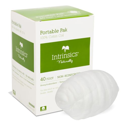 Intrinsics Portable 100% Cotton Coil (40 ft) – Professional, High Absorbency, and Non-Reinforced Spun Cotton Roll | Medical-Grade Esthetician Supplies for Perms, Salon Hair Color & Nail Care