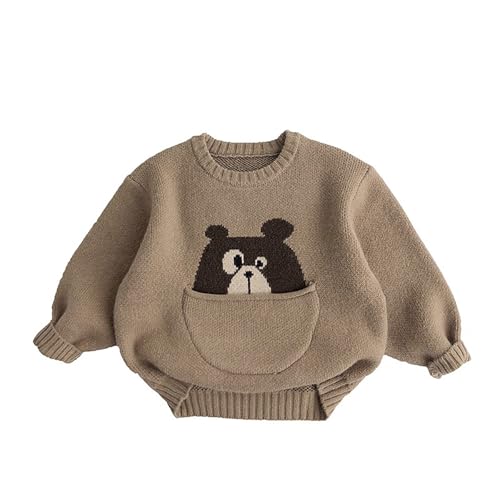 100% Cotton 1-5T Pouch Pocket Knit Toddler Baby Boy Girl Unisex Pullover Sweater Outfits Fall Winter Spring