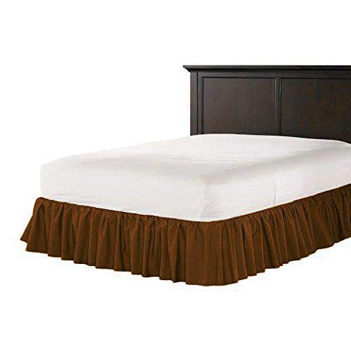 Us Comfort Zone Dust Ruffle Bed Skirt Short Queen Size 15 Inch Drop Luxurious 850 Thread Count 100% Egyptian Cotton Hypoallergenic Decorativebrown Solid #TOP1
