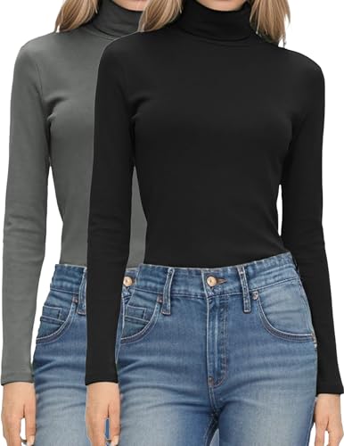 HOTOUCH Women's Turtleneck Long Sleeve Shirts Casual Basic T Shirts