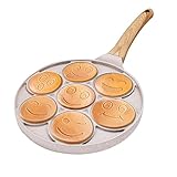 Bobikuke Smiley Face Pancake Pan - 10 Inch Mini Pancakes Maker with 7-Cup Mold Blini Pan Silver Dollar Pancake Pan Pancake Pan Nonstick Breakfast Griddle,100% PFOA Free (White) - Image 1