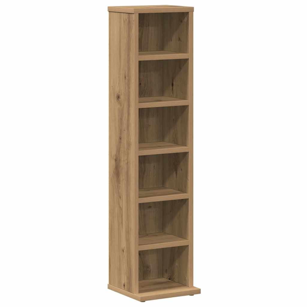 vidaXL CD/DVD Storage Cabinet - Engineered Wood Shelving Unit in Artisan Oak, 21x20x88 cm for Office/Bedroom