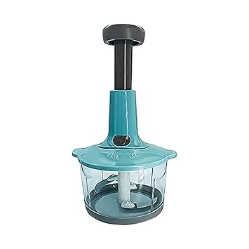 Volo Manual Food Chopper and Hand Push Vegetable Chopper, Cutter, Mixer Set for Kitchen with 3 Stainless Steel Blade + Plastic Mixing Blade (grey)(Pack of 1)