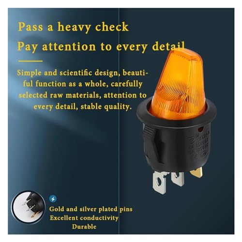 Interrupteur à bascule rond 220V à 3 broches avec voyant LED rouge - 3