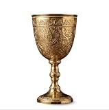 Goblet – Vintage Style Decorative Drinking Cup – 150 ML Capacity – Floral Design Chalice for Home Décor, Collectors, Celebrations & Gifting (Golden, Single Goblet)
