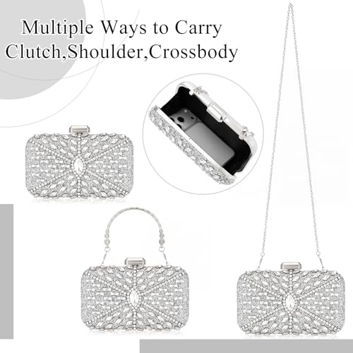 Quelay 4 Pcs Purse Rhinestone Jewelry Set Women Opulent Silver by Quelay - Used condition - Image 4