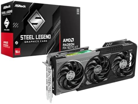 Placa de Vídeo ASRock RX 9070 XT Steel Legend Dark – 16GB GDDR6, ...