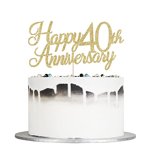 Auteby Happy 40Th Anniversary Cake Topper, Gold Glitter 40Th Birthday/Wedding Anniversary Party Decoration Supplies (40) #TOP9