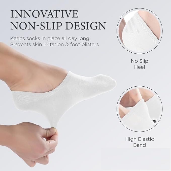 Image of Men's No Show Socks - Loafer Socks - Non Slip & Low Cut Under Ankle Invisible Socks - For Casual & Formal Wear - Soft & Stretchable - Gripped Inner