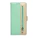 Produktbild Vogu'SaNa Kompatible für Handyhülle Samsung Galaxy Note10 Plus Hülle Glitzer Wallet Case Flip Cover PU Leder Tasche Blume Muster Schutzhülle Handytasche Skin Ständer Klapphülle Schale Bumper-Mintgrün
