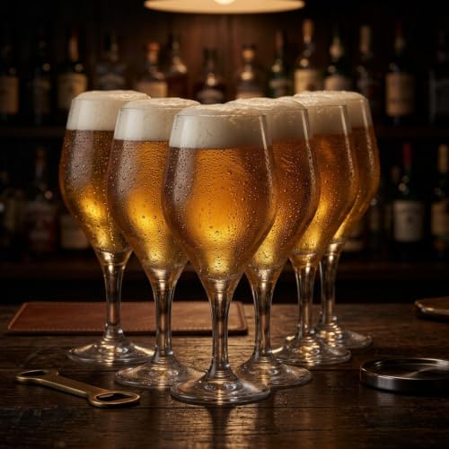 Ruvolo Kit 6 Taça de Cristal Ronceva, Taça de Cerveja de Cristal 410ml