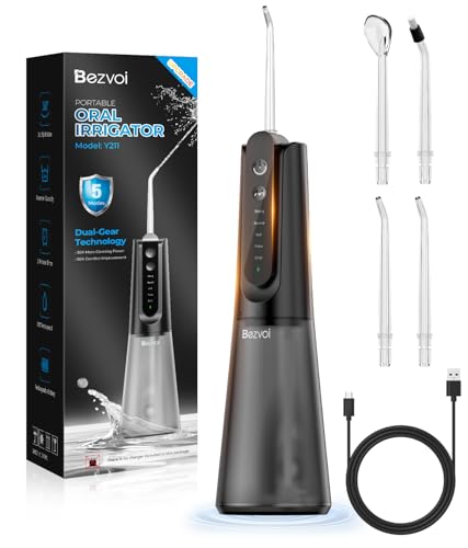 Cordless Water Flosser for Teeth Cleaning – Rechargeable Oral Irrigator with 5 Modes, Portable Dental Care for Home & Travel, Black