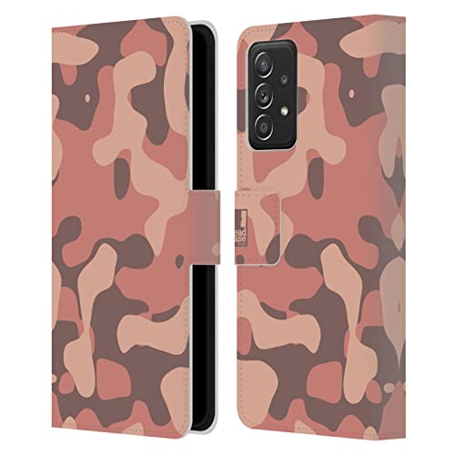 Housse portefeuille cuir Galaxy A52 anti-rayures motif saumon soft camouflage