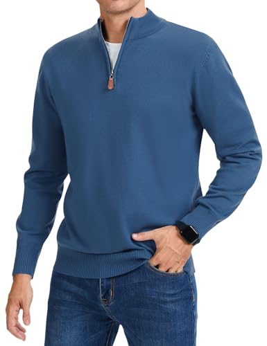 iWoo Quarter Zip Sweaters for Men Slim Fit Long...