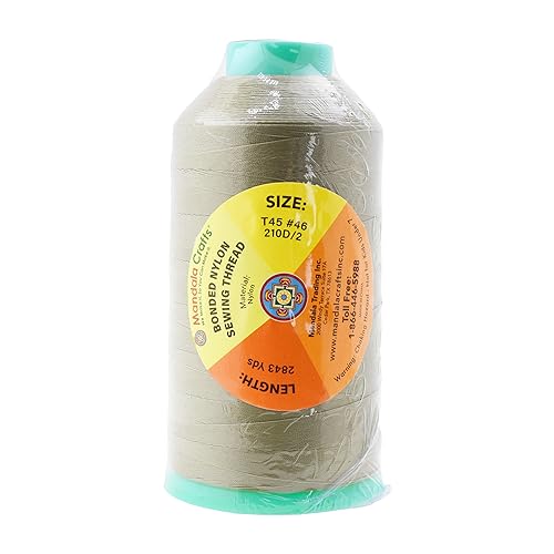 image for Mandala Crafts Size 46 210D T45 Bonded Nylon Thread - Beige 2843 YDs T