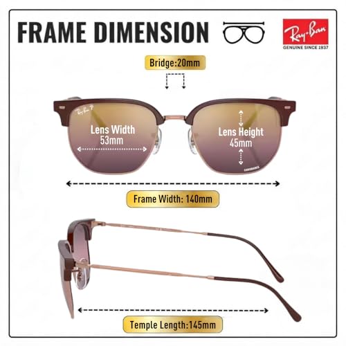 Image of Ray-Ban RB4416 NEW CLUBMASTER Squar Shape Sunglasses with Official Kit