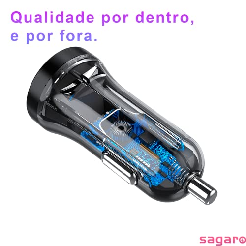 Carregador Veicular iPhone Carro Com Cabo para iPhone 5 6 7 8 X 11 12 13 e Superiores