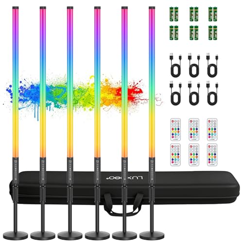 Éclairage photo YouTube et TikTok performant : lot de 6 tubes LED Mood1Pro avec batterie 5000 mAh