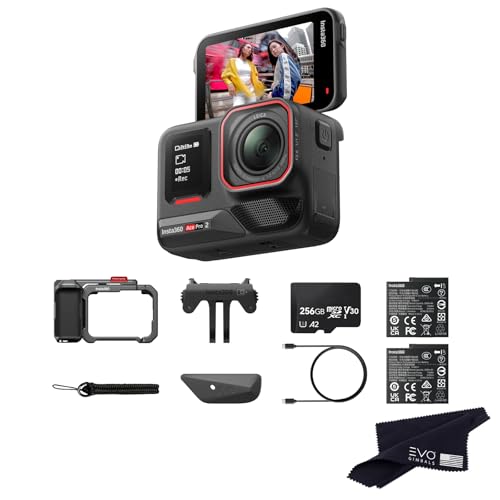 Image of Insta360 Ace Pro 2 Dual Battery Xplorer Bundle with 256GB Card- 8K Waterproof Action Camera Co-Engineered with Leica, Flagship 1 /1.3 inch Sensor, 8K30fps, 4K60fps, 2.5 inch Flip Screen, AI Noise Reduction
