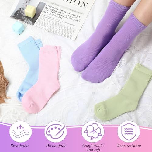 20 Pairs Women's Solid Color Crew Socks Lightweight Dress Sock for Women Girls3