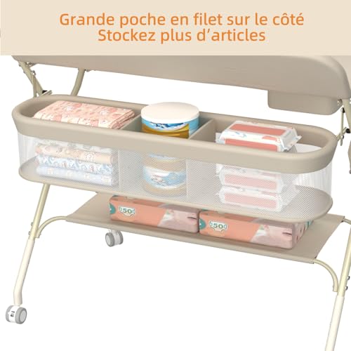 Table à langer peu encombrante avec organiseur de couches pour petit espace - 4