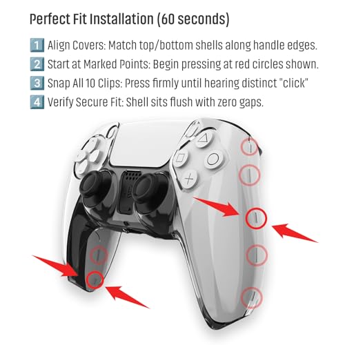 Oniartasy Semi-Transparent PC Case for PS5 Controller - Shockproof Cover with Anti-Slip Grip & Scratch - Resistant & Heat Ventilation (Smoke Black) by Oniartasy - Image 6