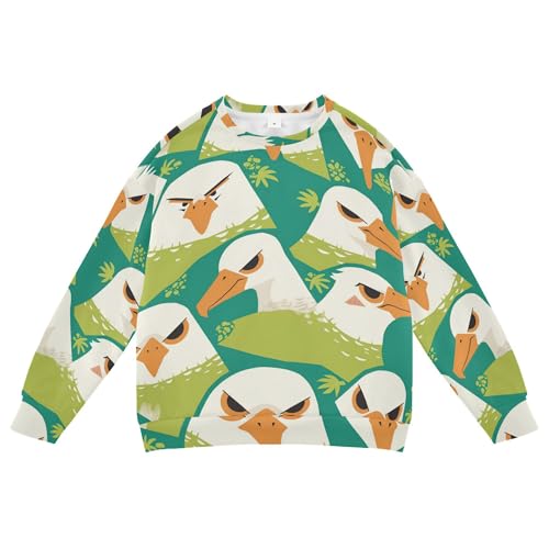 JUNZAN Cute Cartoon Albatross Head Green Kids Boys Sweatshirts Hoodies Fleece Fall Tops Shirts Camping 4T