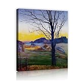 素朴な田舎の家の装飾ハラルドソルバーグスタイル秋の風景キャンバスプリントツリーシルエットウォールアートリビングルームベッドルームオフィス60x72cmインナーフレーム